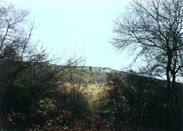 First view of Curbar Edge from the River Derwent
